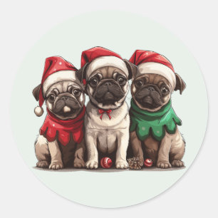 Adesivo Redondo Caninos de Natal