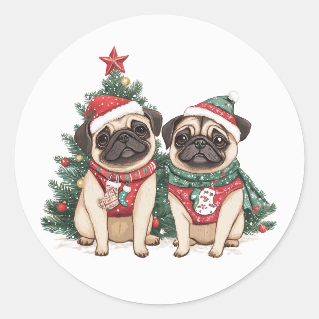 Adesivo Redondo Caninos de Natal (Frente)