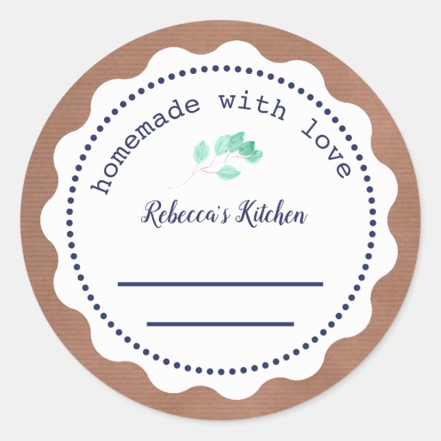 Adesivo Redondo Canning personalizada com emperramento | Homemada  (Frente)