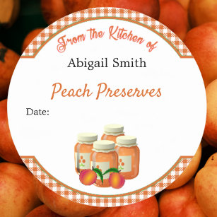 Adesivo Redondo Canning Sticker Peach Gingham