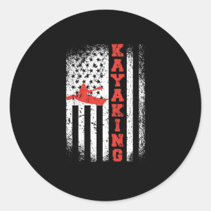 Adesivo Redondo Canoa Patriótica dos EUA Kayaking America Flag Kay