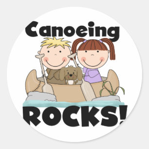 Adesivo Redondo Canoeing balança dois camisetas e presentes