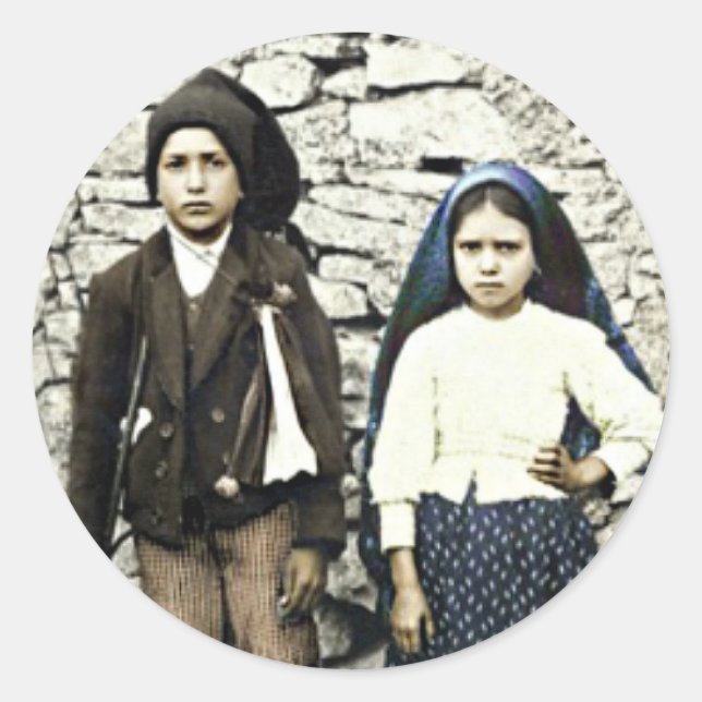 Adesivo Redondo Canonização de santos Francisco e Jacinta Marto (Frente)