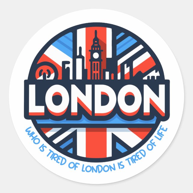 Adesivo Redondo Cansado de Londres (Frente)