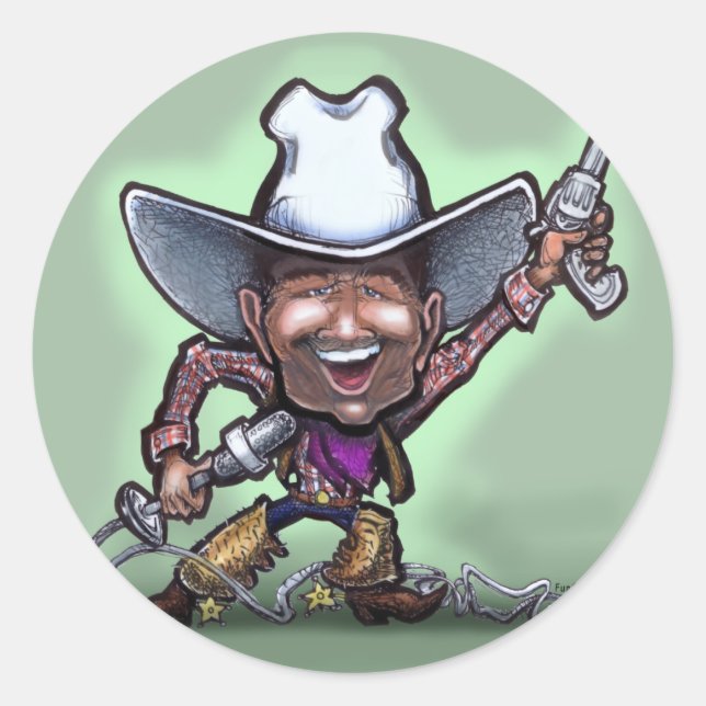 Adesivo Redondo Cantando Cowboy (Frente)