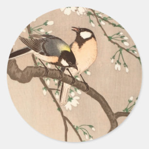 Adesivo Redondo Cantarilho de Chickadebird asiático japonês
