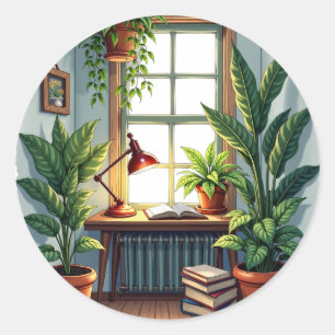 Adesivo Redondo Cantinho de Leitura dos Pais de Plantas - Vibraçõe