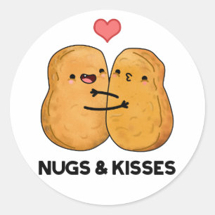 Adesivo Redondo Canucas E Beijos Galinhas Cute Nugget Pun