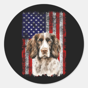 Adesivo Redondo Cão Amante do English Springer Spaniel Bandeira do
