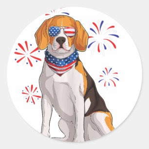 Adesivo Redondo cão-beagle americano bandeira dos eua amante do be