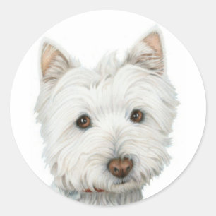 Adesivo Redondo Cão bonito de Westie
