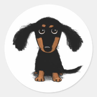 Adesivo Redondo Cão-Cachshund Puppy Cachshund Puppy