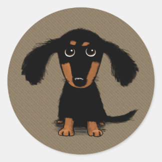 Adesivo Redondo Cão-Cachshund Puppy Cachshund Puppy
