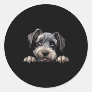 Adesivo Redondo Cão Cesky Terrier Mãe Pai Espiando Cachorrinho