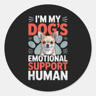 Adesivo Redondo Cão Chihuahua Suporte Emocional Humano