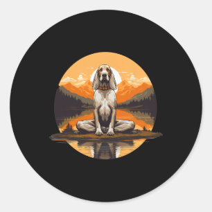 Adesivo Redondo Cão Coonhound Inglês Americano Meditação Yoga Home