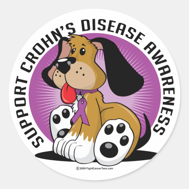 Adesivo Redondo Cão da Doença de Crohn (Frente)