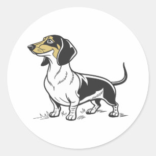 Adesivo Redondo Cão Dachshund em pé isolado