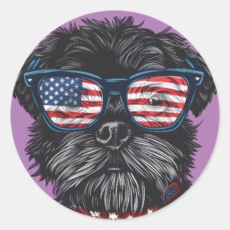 Adesivo Redondo Cão de 4 de julho americano