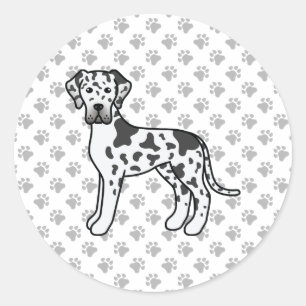 Adesivo Redondo Cão-de-Cartografia Gelado-Danado de Harlequin