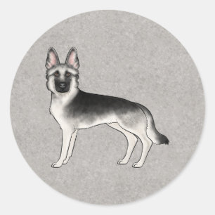 Adesivo Redondo Cão de desenho animado com German shepherd de Prat