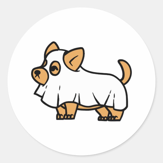 Adesivo Redondo Cão de Dia das Bruxas Spooky (Frente)