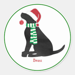 Adesivo Redondo Cão de Feriado de Natal Personalizado
