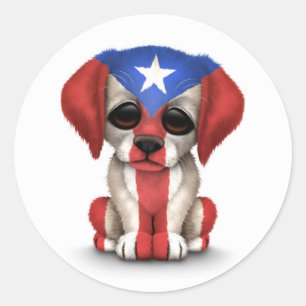 Adesivo Redondo Cão de filhote de cachorro patriótico bonito da