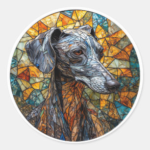 Adesivo Redondo Cão de Greyhound Italiano Arte de Vidro