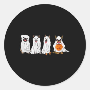 Adesivo Redondo Cão de Halloween com Abóbora Cão Assustador de Hal