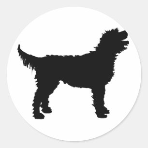 Adesivo Redondo Cão de Labradoodle (no preto)