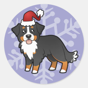 Adesivo Redondo Cão de montanha de Bernese do Natal