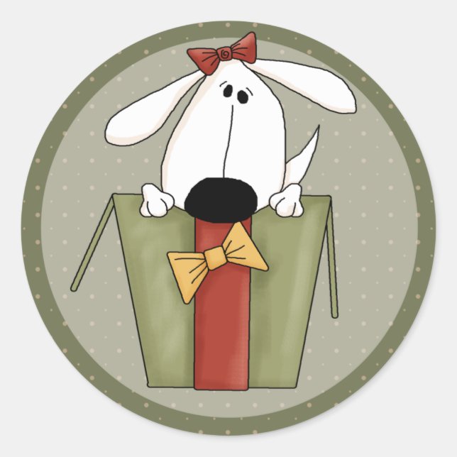 Adesivo Redondo Cão de Natal (Frente)