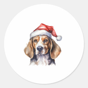 Adesivo Redondo Cão de Natal da Beagle