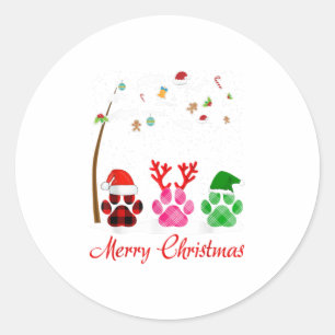 Adesivo Redondo Cão de patas, camisa engraçada de Natal