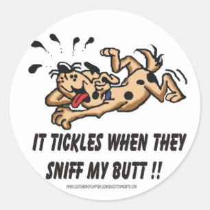 Adesivo Redondo Cão de riso 1
