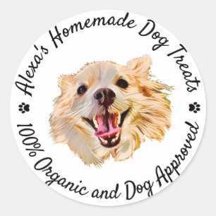 Adesivo Redondo Cão de Texto Personalizado