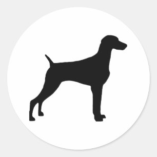Adesivo Redondo Cão de Weimaraner (no preto)