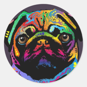 Adesivo Redondo Cão do Pug