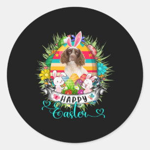 Adesivo Redondo Cão English Springer Spaniel em Ovos de Páscoa Esb
