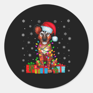 Adesivo Redondo Cão Feio Xmas Luz Santa Hat Ch Cão Selvagem Africa