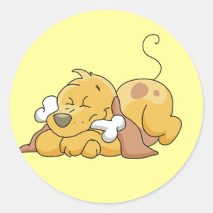 Adesivo Redondo Cão feliz com camiseta e presentes do osso