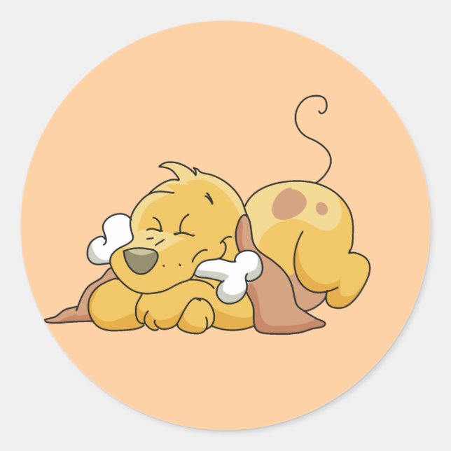 Adesivo Redondo Cão feliz com camiseta e presentes do osso (Frente)