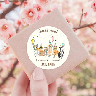 Adesivo Redondo Cão Festa de aniversário