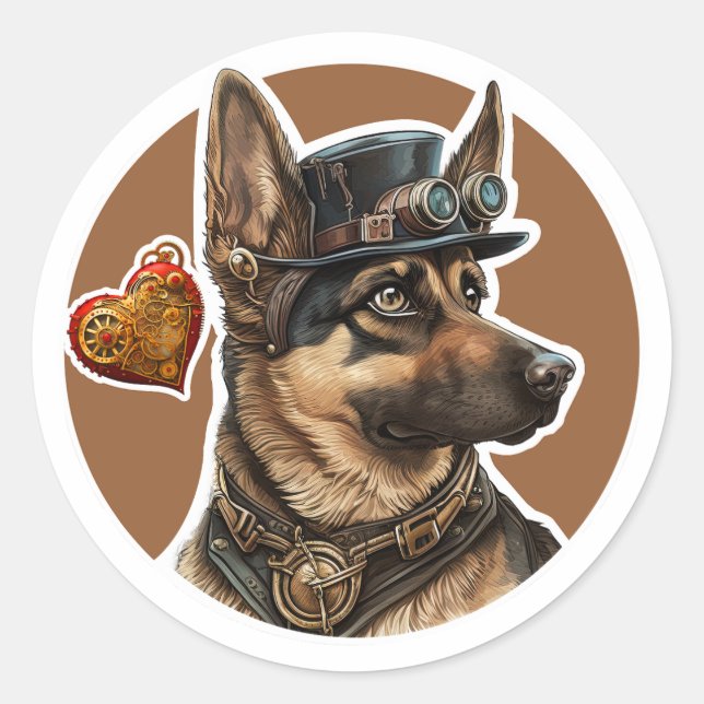 Adesivo Redondo Cão german shepherd (Frente)
