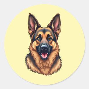 Adesivo Redondo Cão german shepherd - Amor a Cão Leal e Inteligent