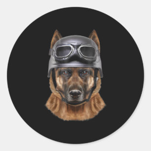 Adesivo Redondo Cão german shepherd, Biker No Capacete De Motocicl
