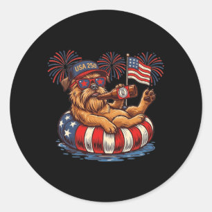 Adesivo Redondo Cão Griffon de Bruxelas 250º Patriótico Aamerica E