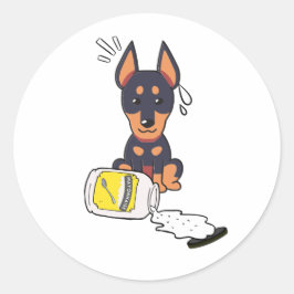 Adesivo Redondo Cão Guarda engraçado derramou maionese