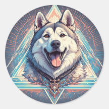 Cão Husky Com Formas Geométricas